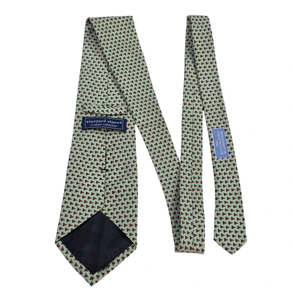 Vineyard Vines Westhampton Country Club Silk Tie Green Triangle Geometric USA